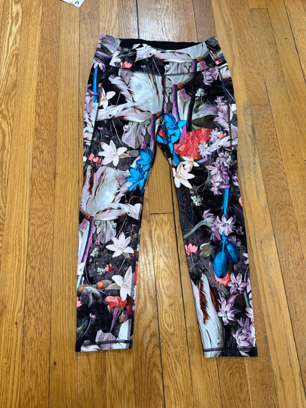 Calia Medium Floral Print Active Capri Leggings - Purple Floral - Picture 3 of 6